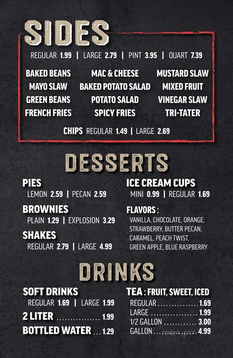 Rick's Lannings Barbeque - Muscle Shoals, AL menu_pic