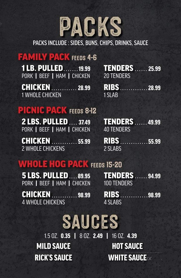 Rick's Lannings Barbeque - Muscle Shoals, AL menu_pic