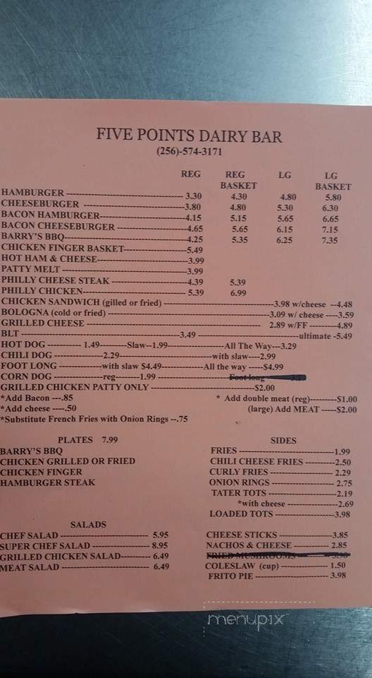 Five Points Dairy Bar - Scottsboro, AL menu_pic