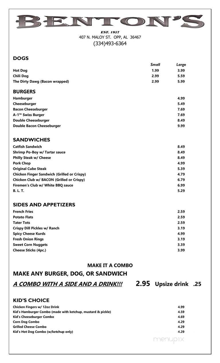 Benton's - Opp, AL menu_pic