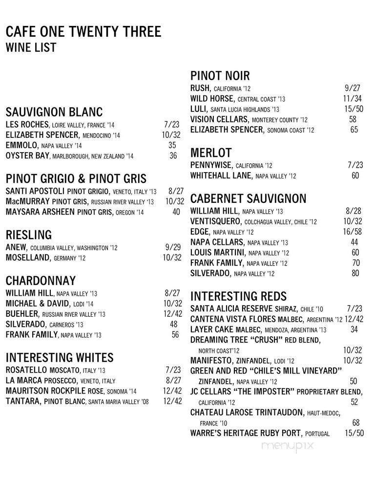 Cafe 123 - Opelika, AL menu_pic