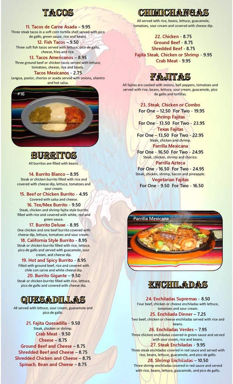Cacuns Mexican Grill - Auburn, AL menu_pic