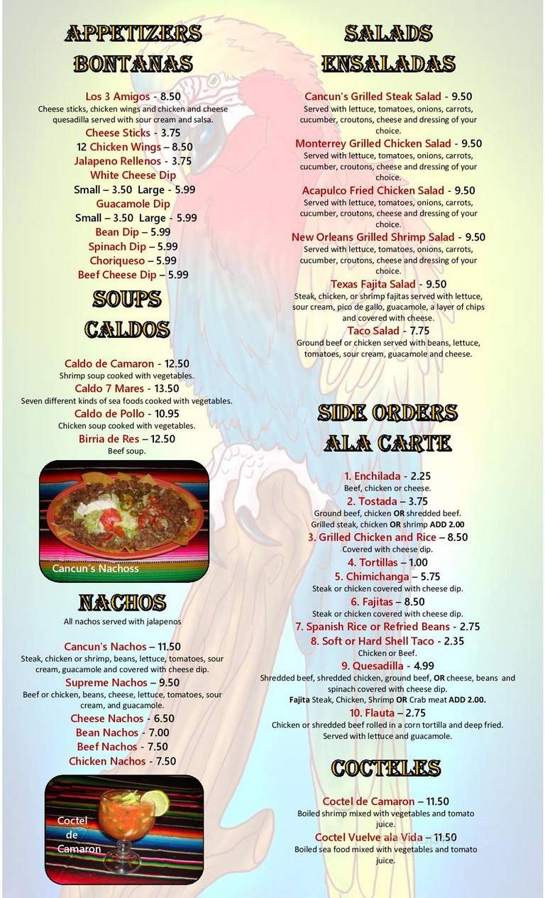 Cacuns Mexican Grill - Auburn, AL menu_pic