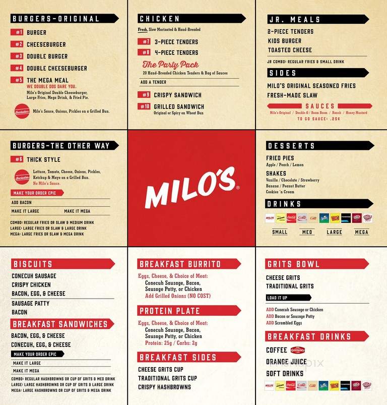 Milo's Hamburgers - Gardendale, AL menu_pic