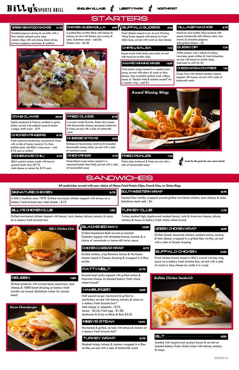 Billy's - Birmingham, AL menu_pic