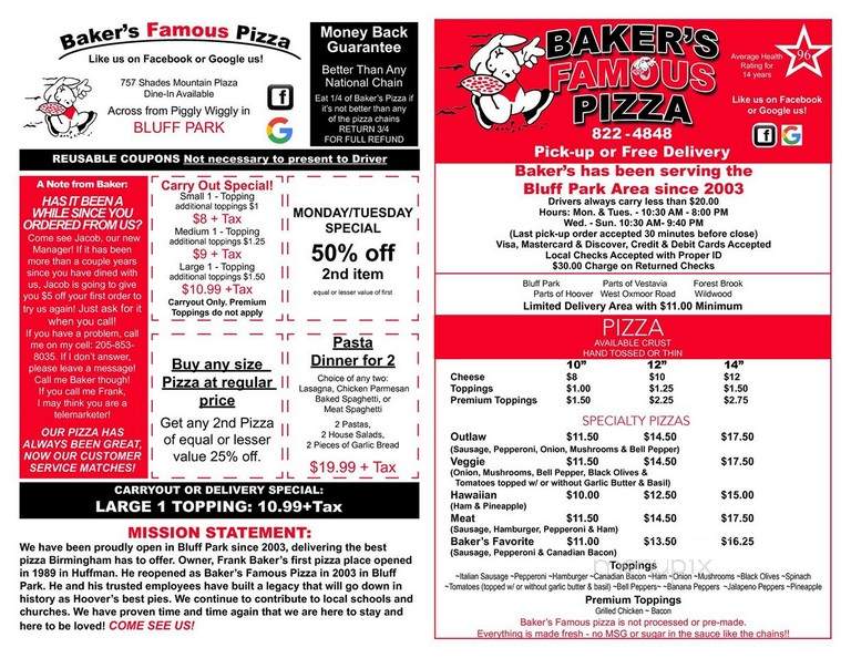Baker's Famous Pizza - Birmingham, AL