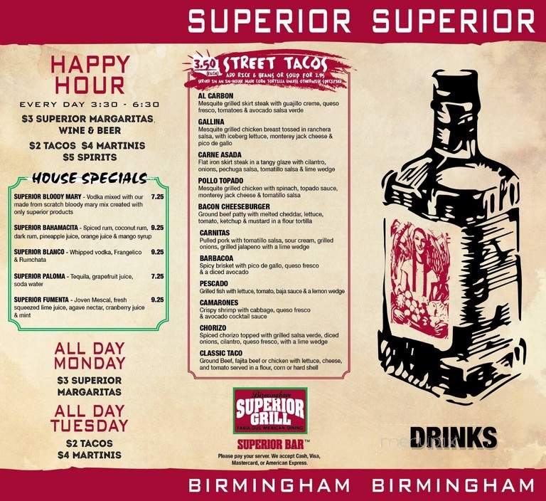 Superior Grill - Birmingham, AL menu_pic