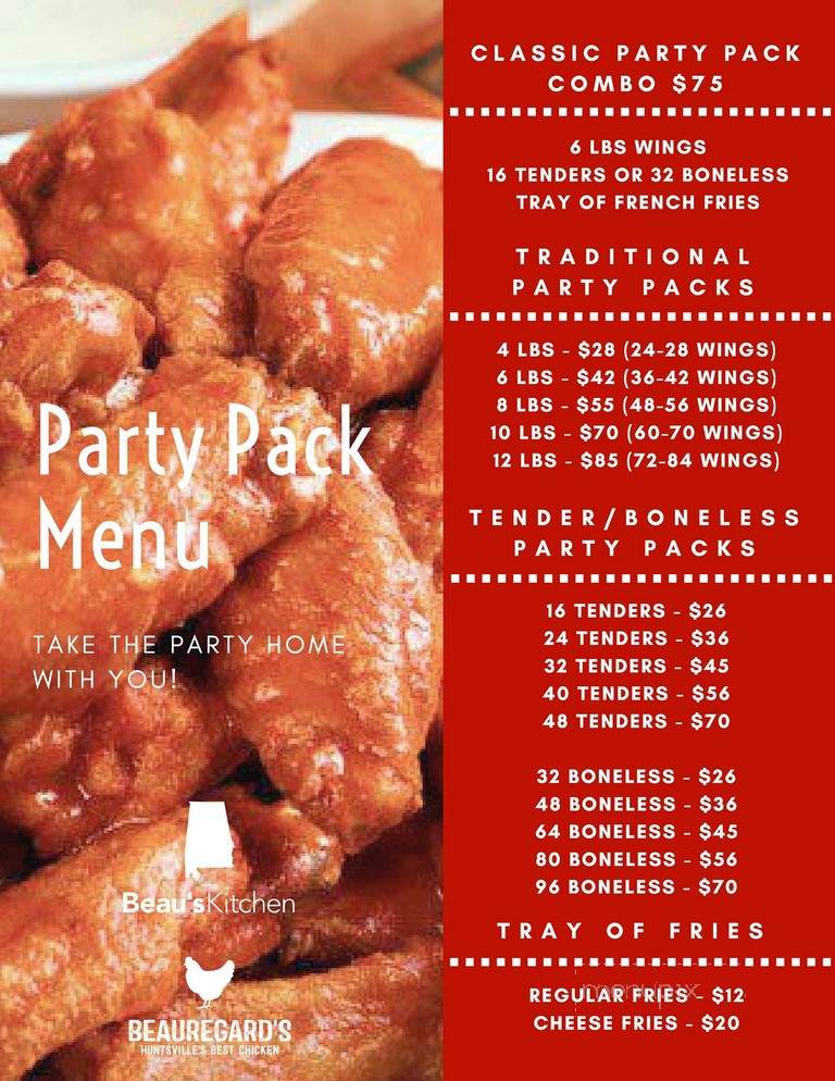 Beauregard's - Huntsville, AL menu_pic