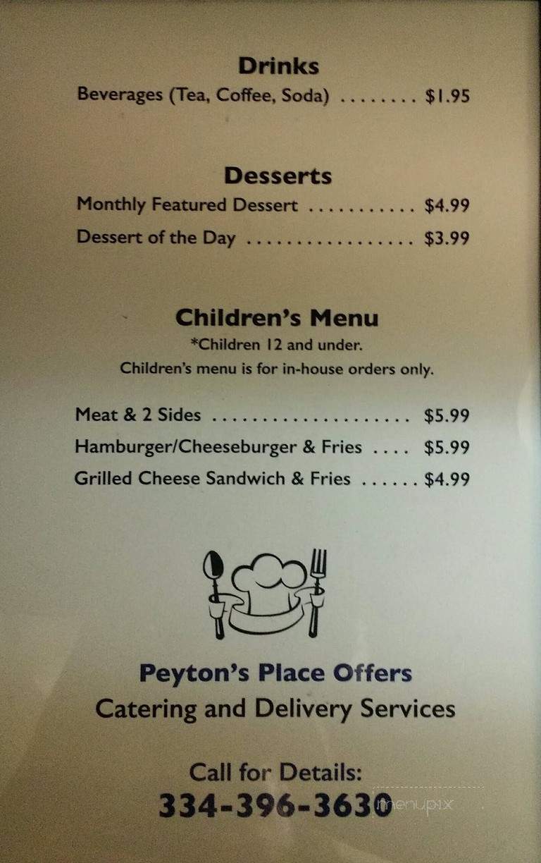 Peyton's Place - Montgomery, AL menu_pic