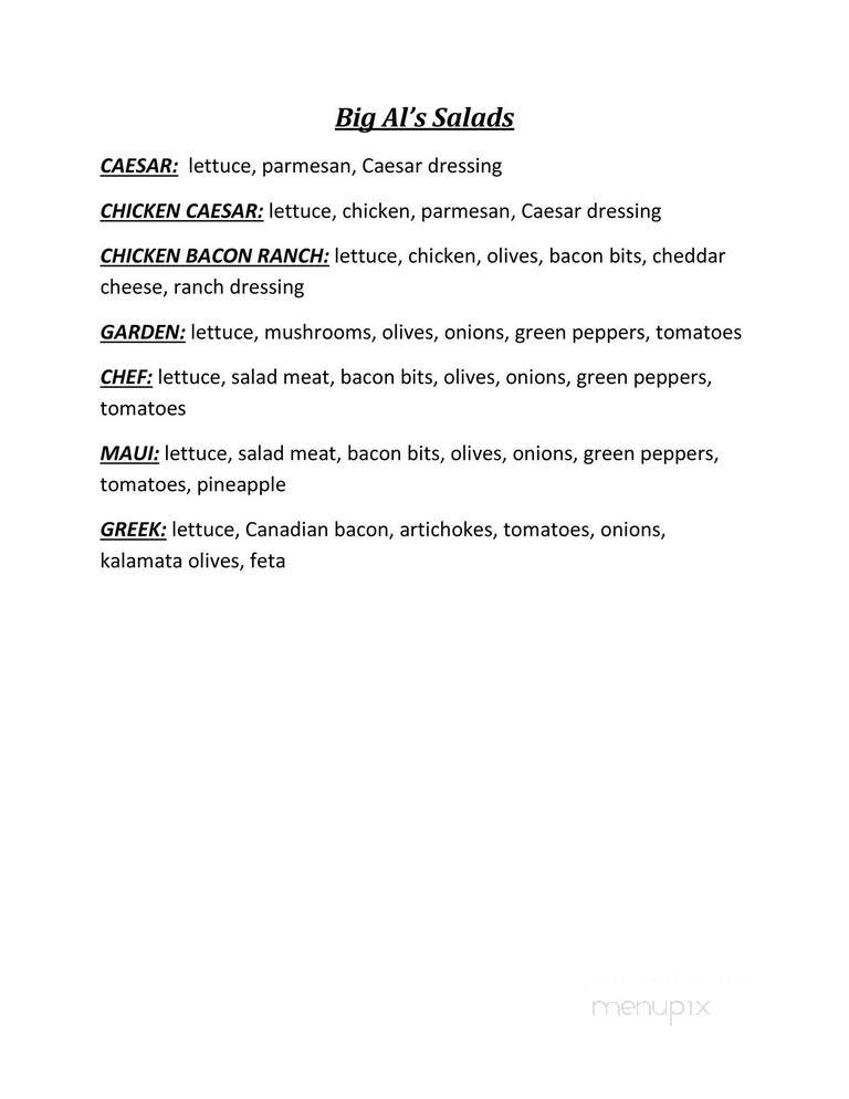 Big Al's Take & Bake - Kodiak, AK menu_pic