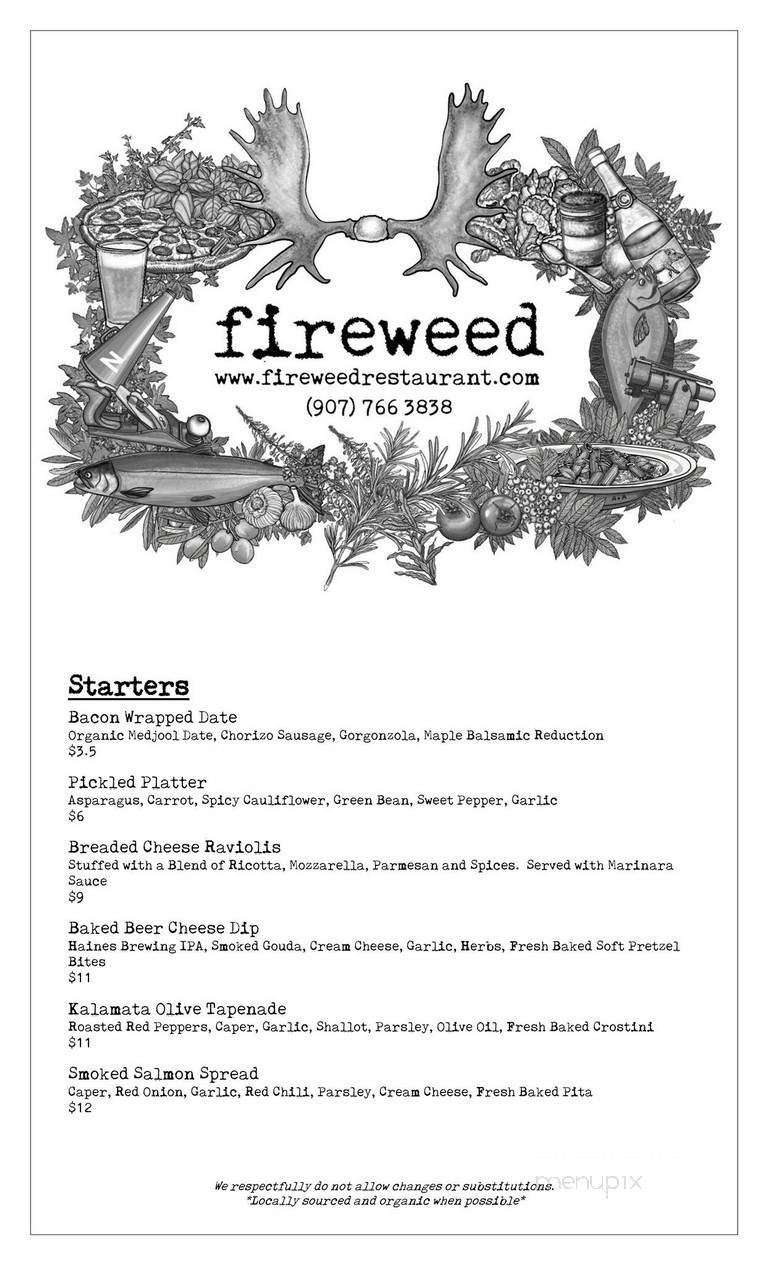 Fireweed Restaurant - Haines, AK menu_pic
