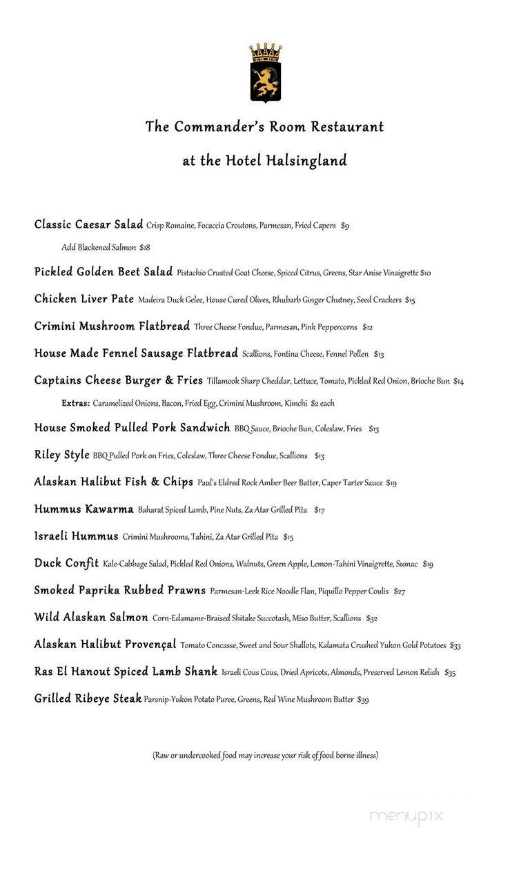 Halsingland Hotel - Haines, AK menu_pic