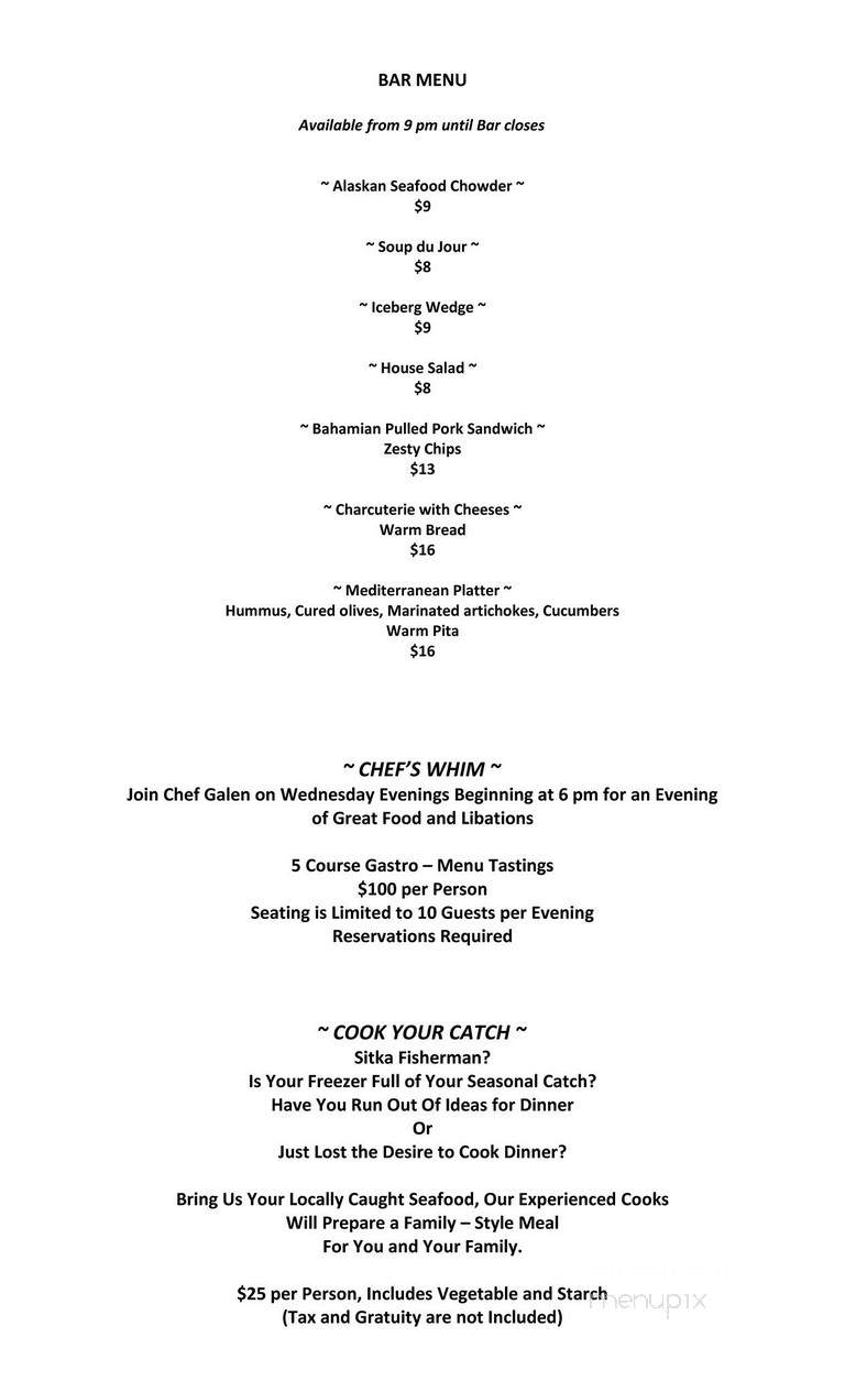 Raven Dining Room - Sitka, AK menu_pic
