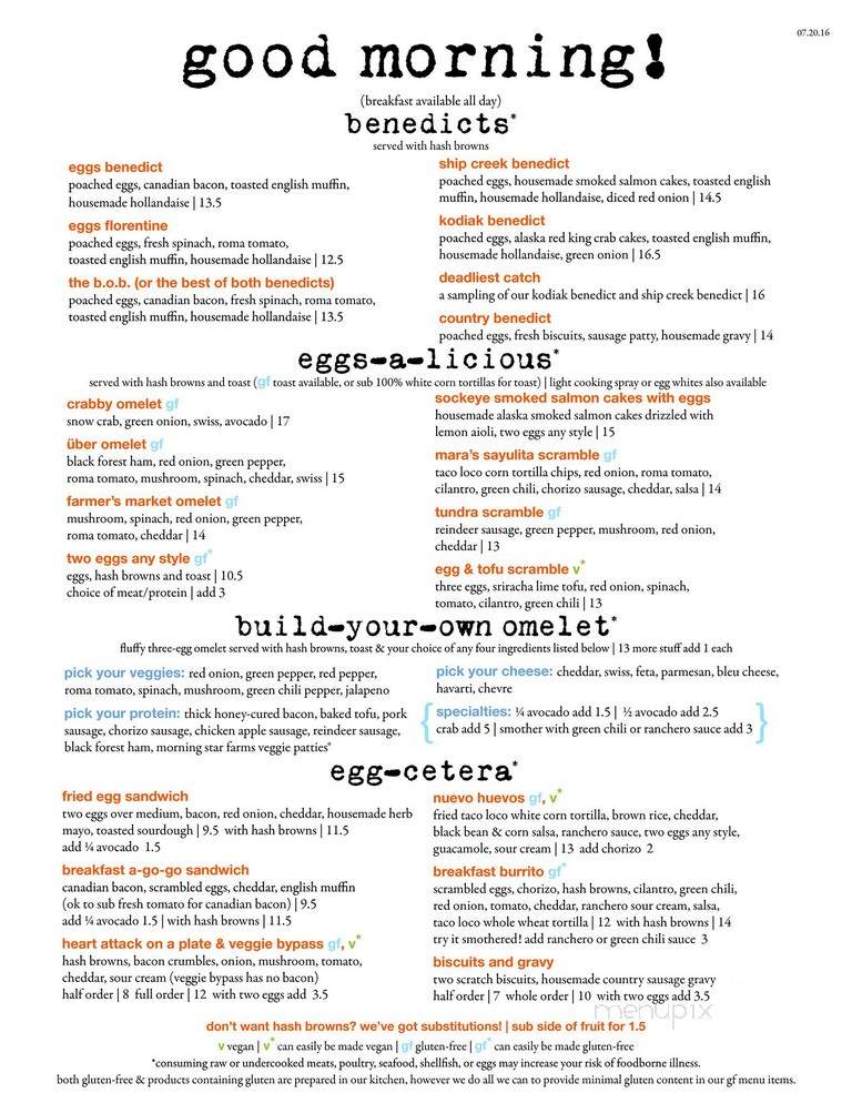 Snow City Cafe - Anchorage, AK menu_pic