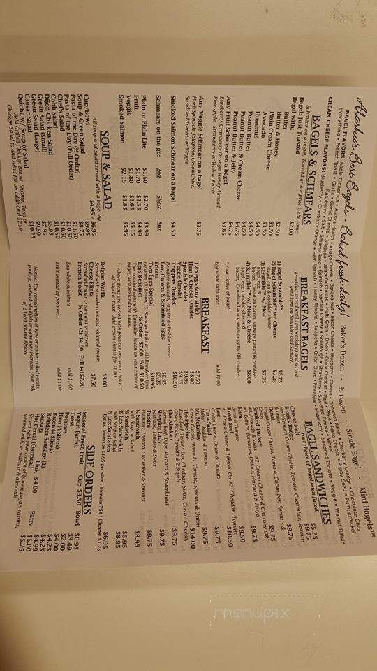 Alaska Bagel Restaurant - Anchorage, AK menu_pic