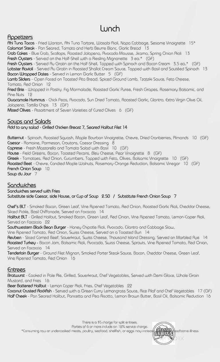 Kinley's Restaurant & Bar - Anchorage, AK menu_pic