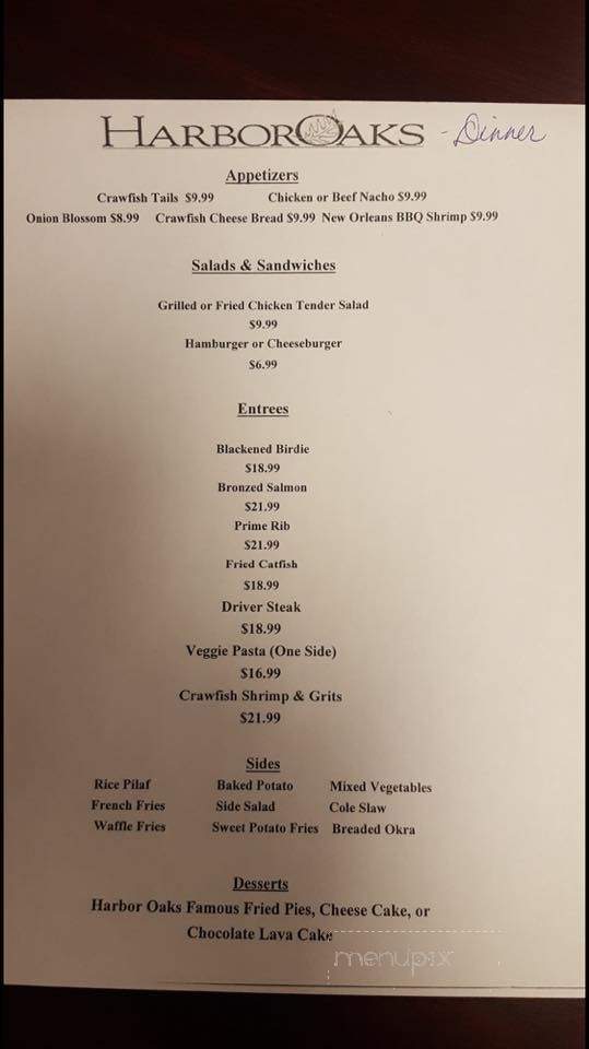 Harbor Oaks Golf Course & Restaurant - Pine Bluff, AR menu_pic