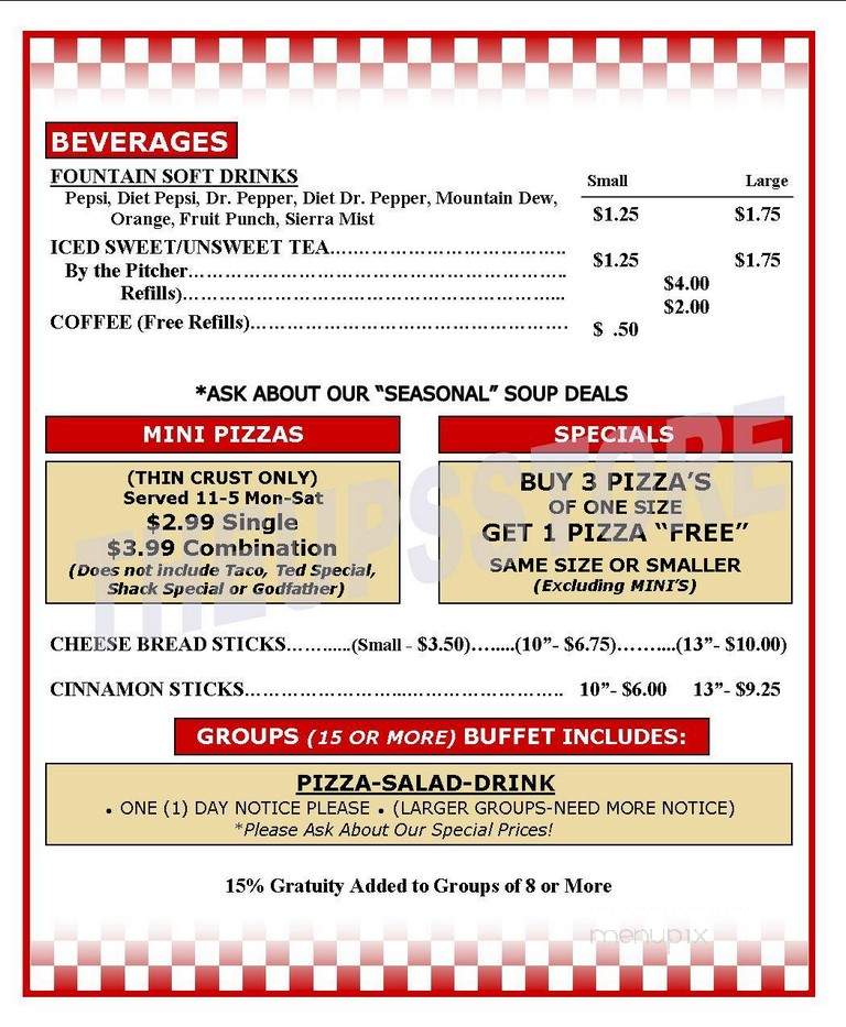 Pizza Shack - Glenwood, AR menu_pic
