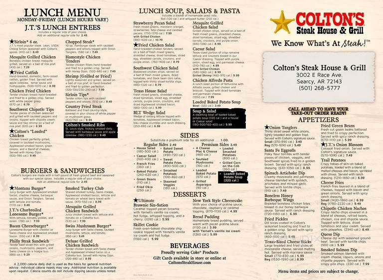 Colton's Steakhouse & Grill - Conway, AR menu_pic