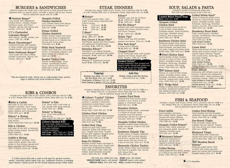 Colton's Steakhouse & Grill - Conway, AR menu_pic