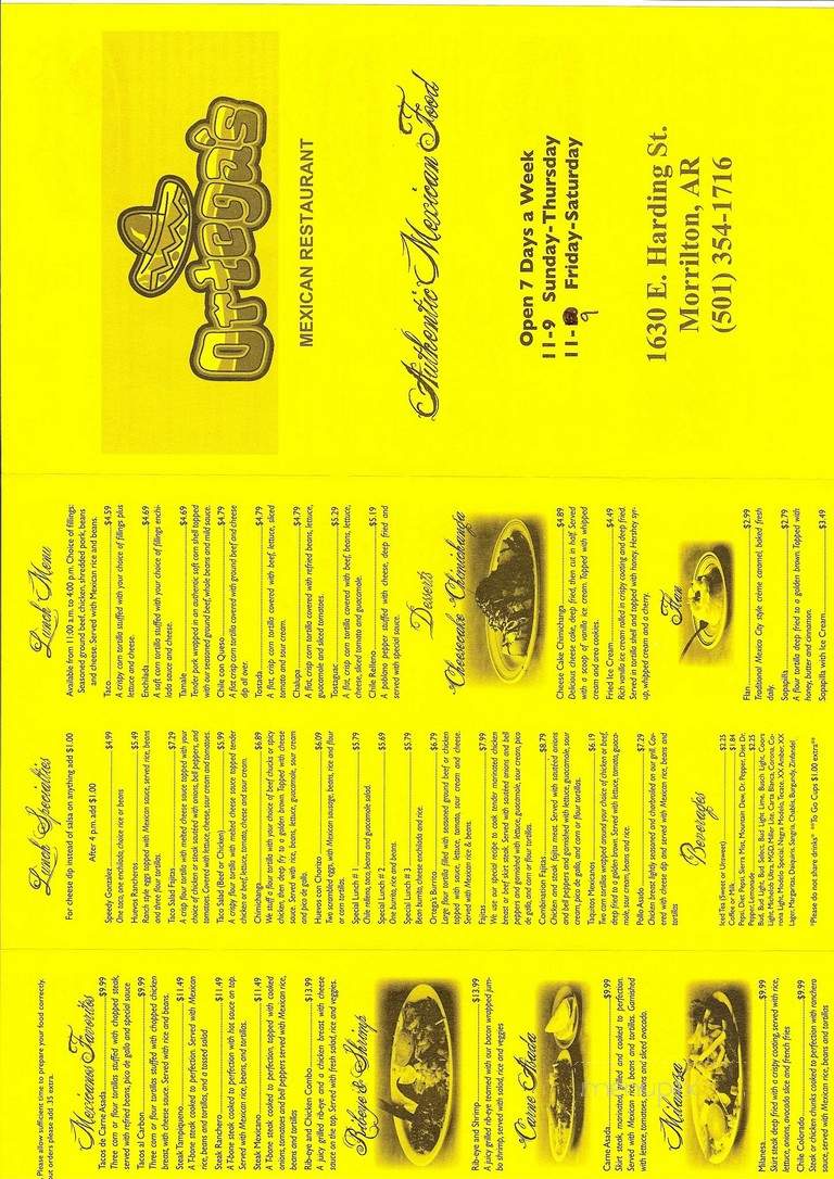 Ortega Mexican Restaurant - Morrilton, AR menu_pic