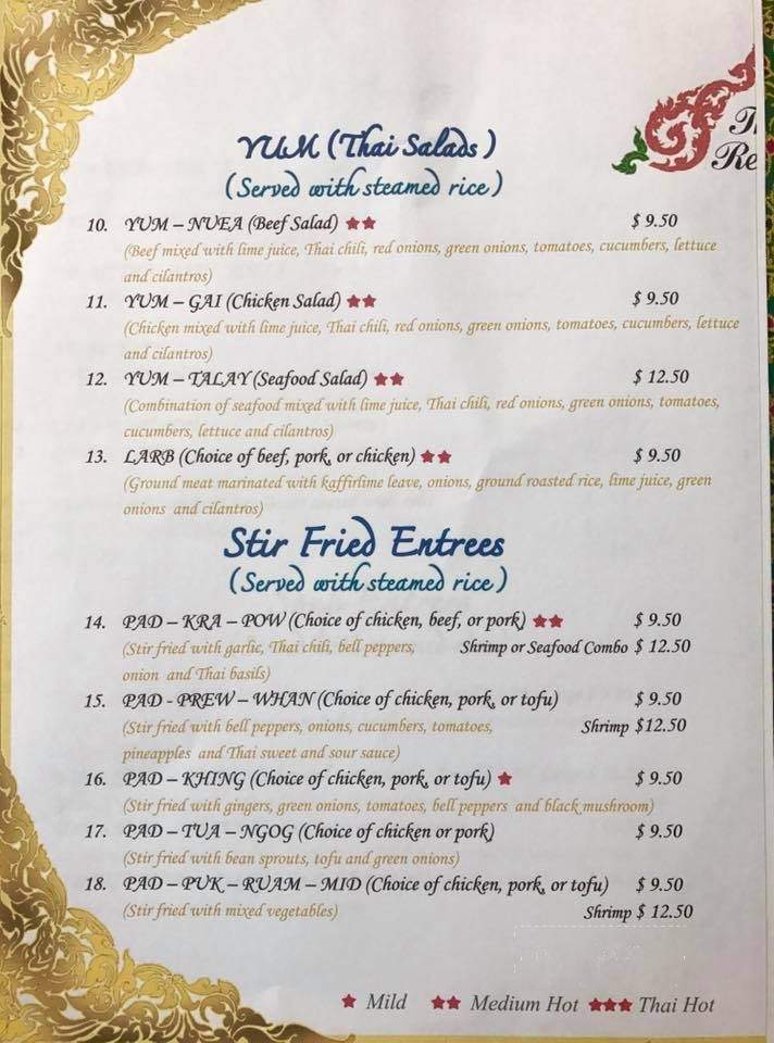 Thep Thai Restaurant - Fayetteville, AR menu_pic