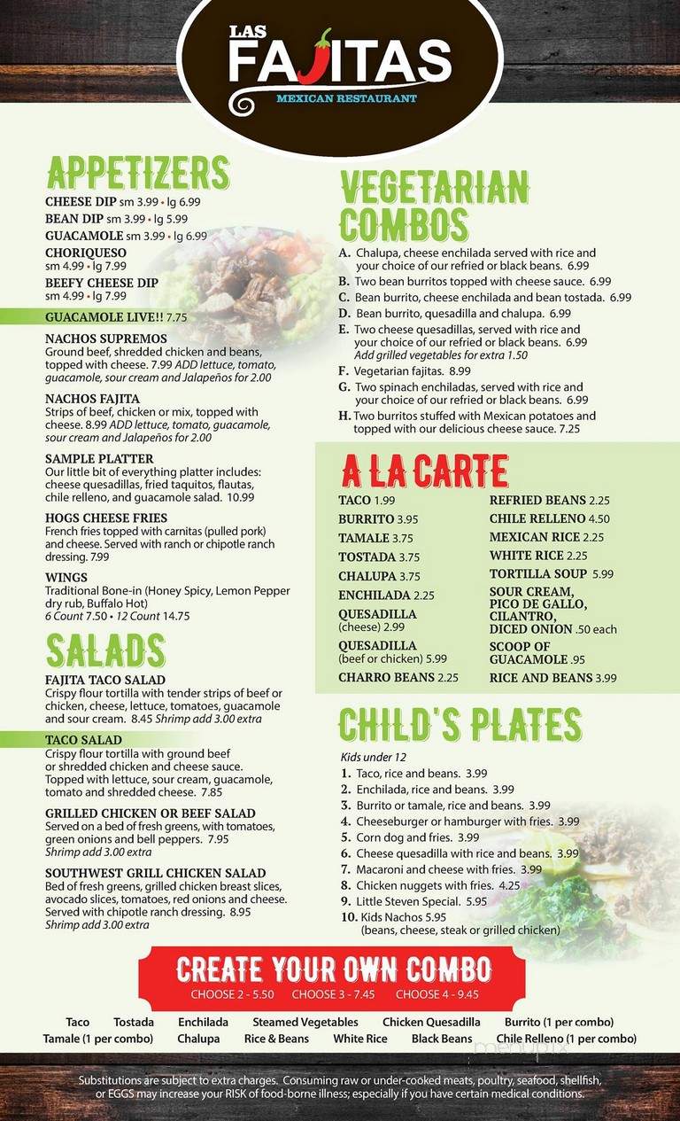 Las Fajitas - Bentonville, AR menu_pic