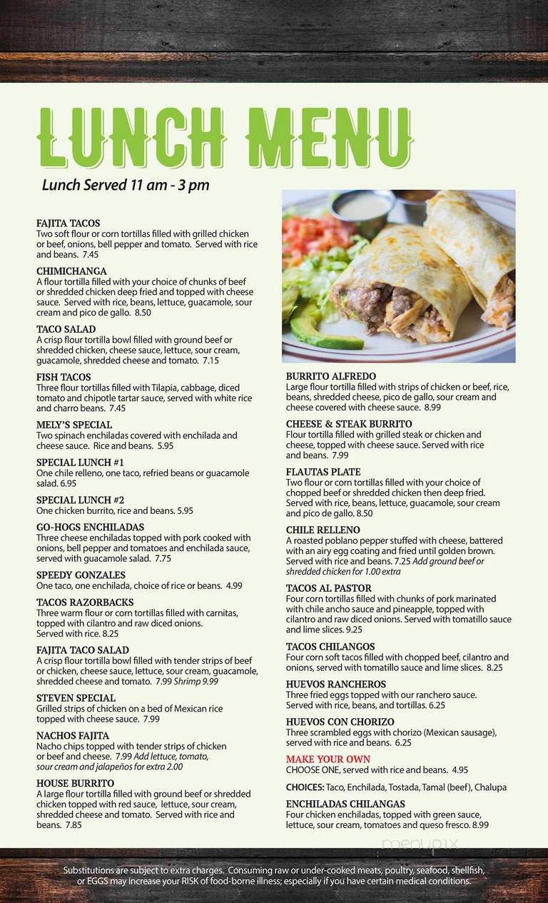 Las Fajitas - Bentonville, AR menu_pic