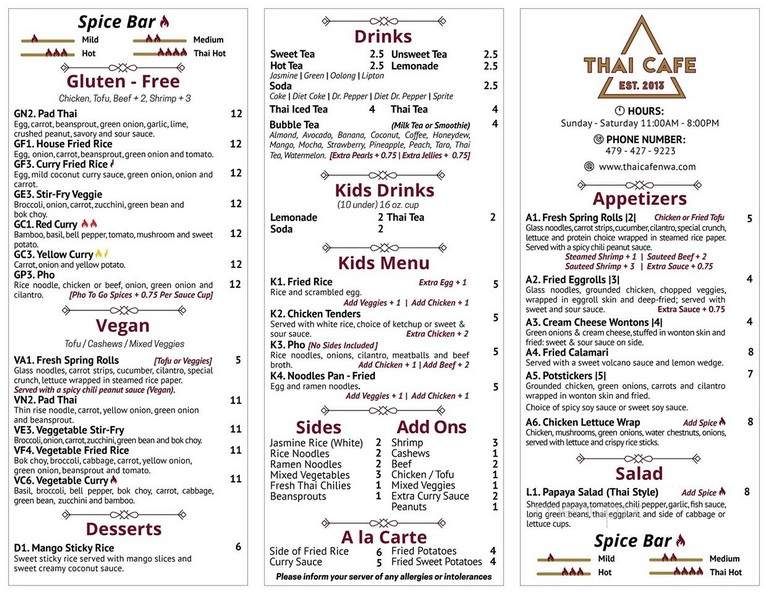 Thai Spice - Siloam Springs, AR menu_pic