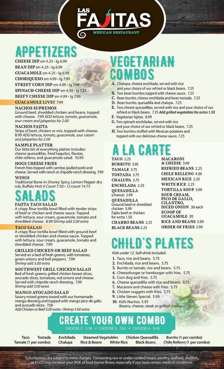 Las Fajitas Mexican Grill - Springdale, AR menu_pic