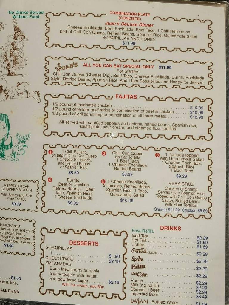 Juan's Mexican Restaurant - Fort Smith, AR menu_pic