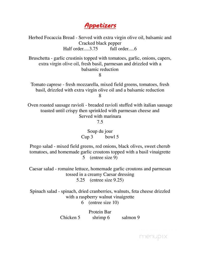 Prego Cafe Restaurant - Little Rock, AR menu_pic