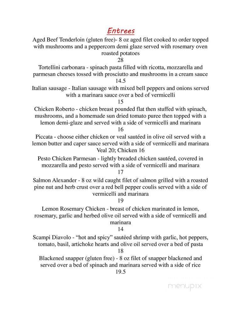 Prego Cafe Restaurant - Little Rock, AR menu_pic