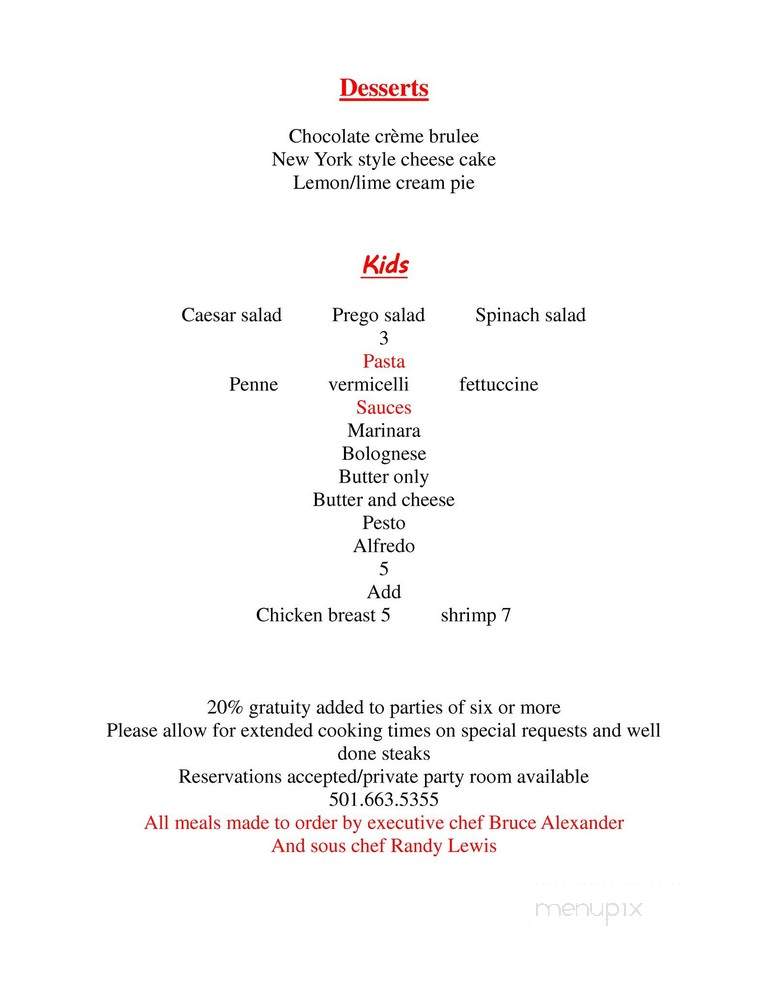Prego Cafe Restaurant - Little Rock, AR menu_pic