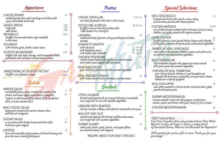 Graffiti's Italian Restaurant - Little Rock, AR menu_pic