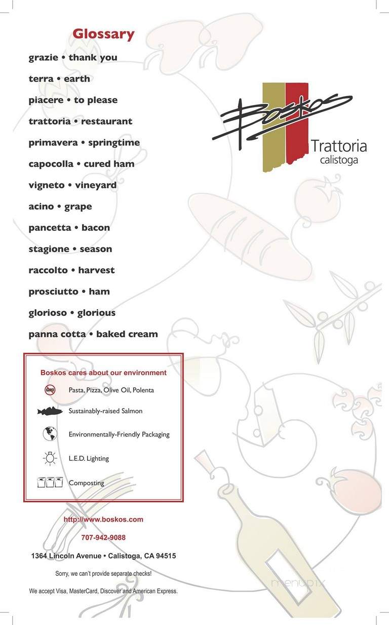 Bosko's Trattoria - Calistoga, CA menu_pic