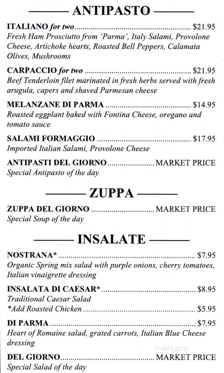 Cucina Italiana-Spanish Flat - Napa, CA menu_pic