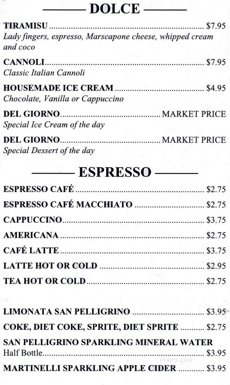 Cucina Italiana-Spanish Flat - Napa, CA menu_pic