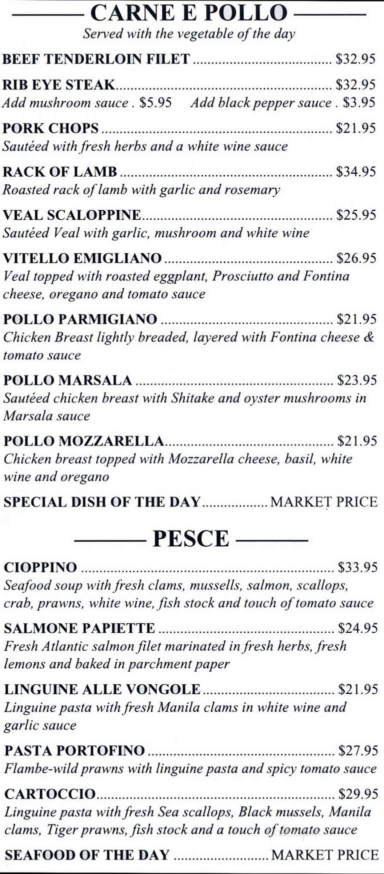 Cucina Italiana-Spanish Flat - Napa, CA menu_pic