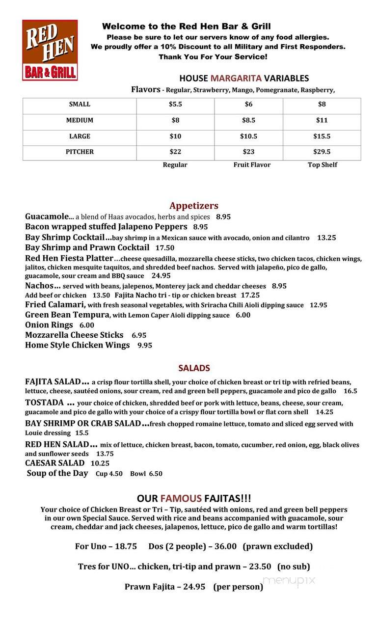 Red Hen Cantina - Napa, CA menu_pic