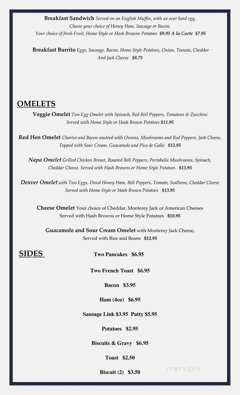 Red Hen Cantina - Napa, CA menu_pic