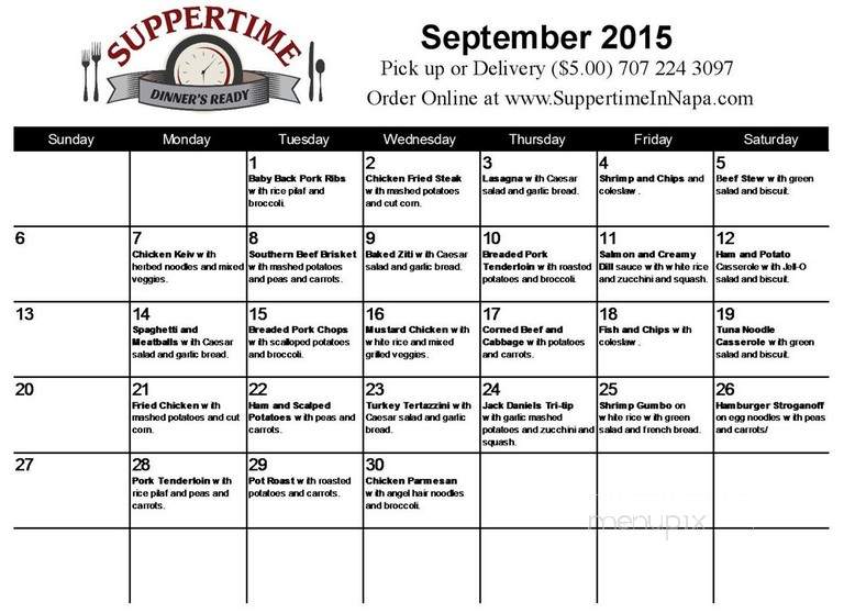 Suppertime - Napa, CA menu_pic
