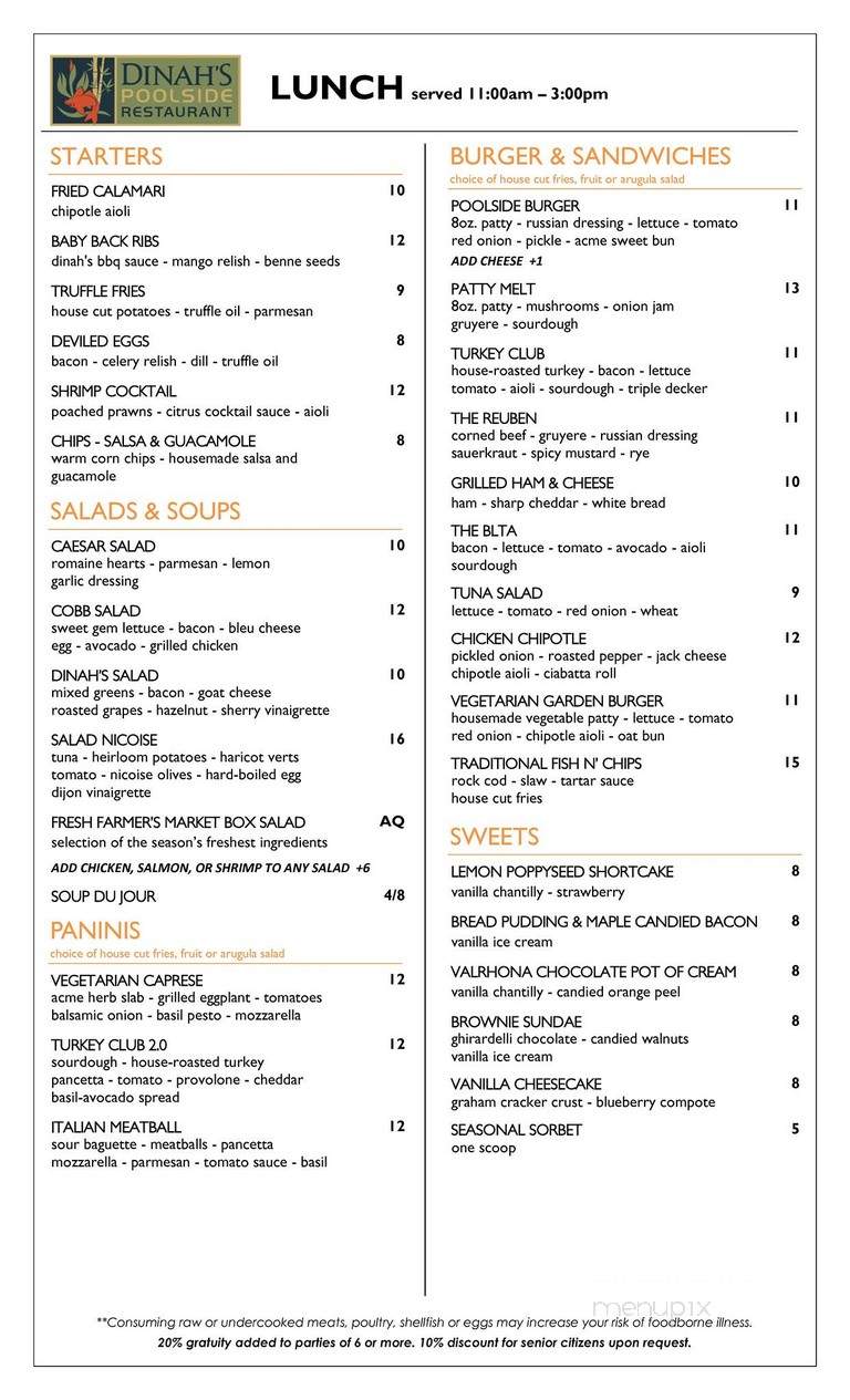 Dinah's Garden Hotel - Palo Alto, CA menu_pic
