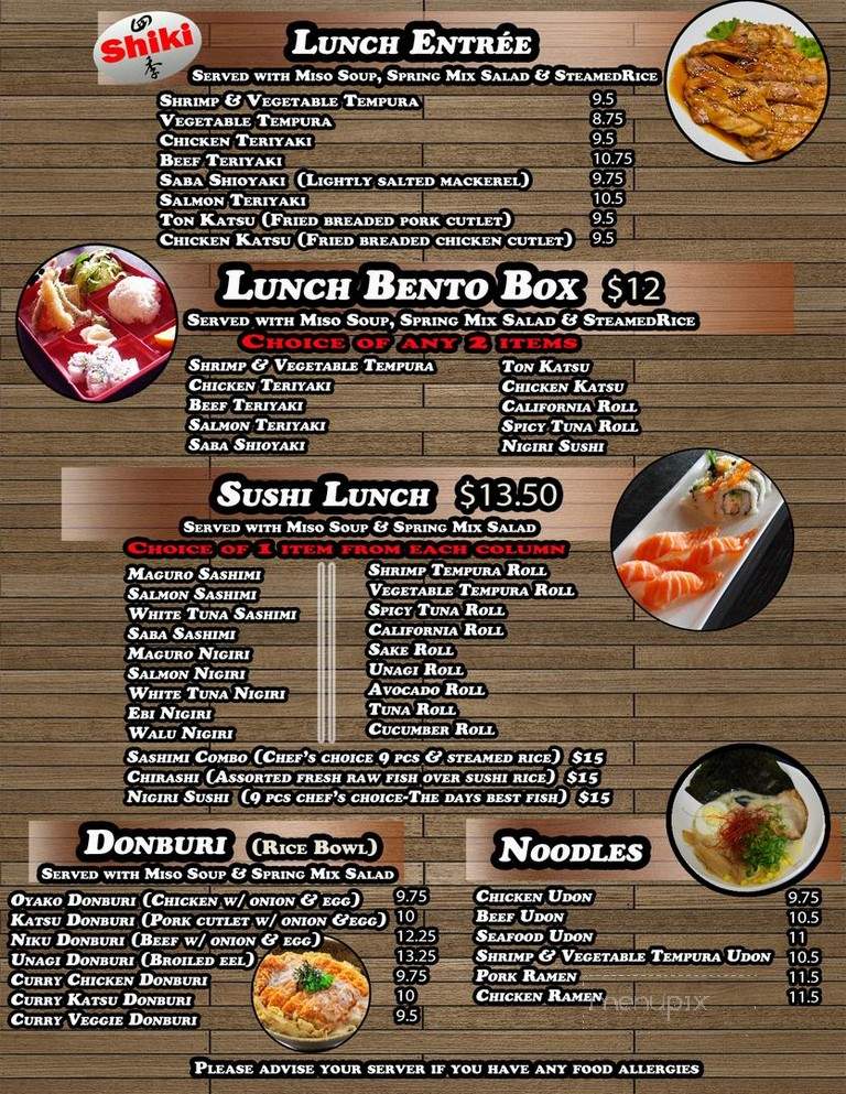 Shiki Japanese Cuisine - San Mateo, CA menu_pic