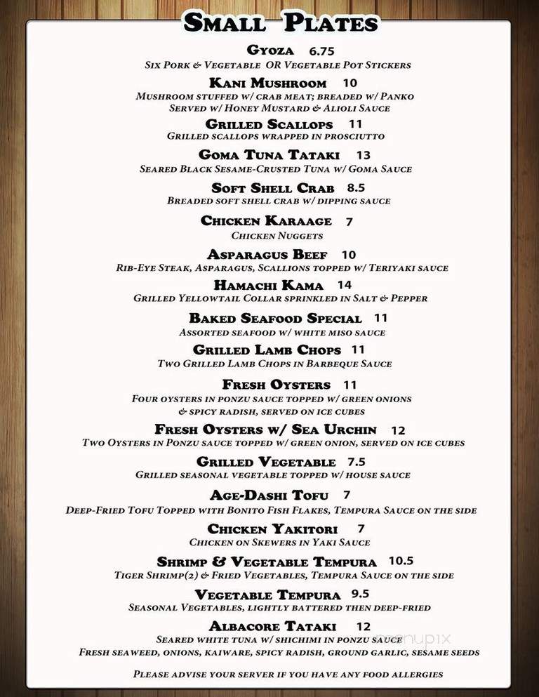 Shiki Japanese Cuisine - San Mateo, CA menu_pic