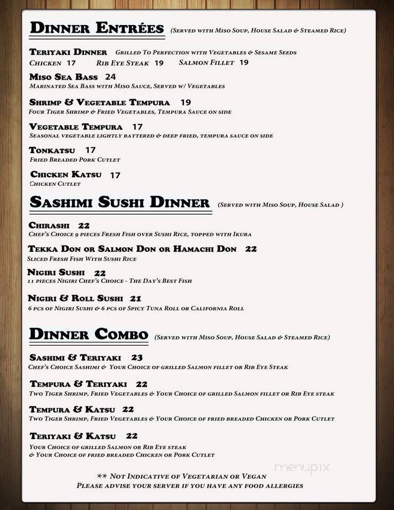Shiki Japanese Cuisine - San Mateo, CA menu_pic
