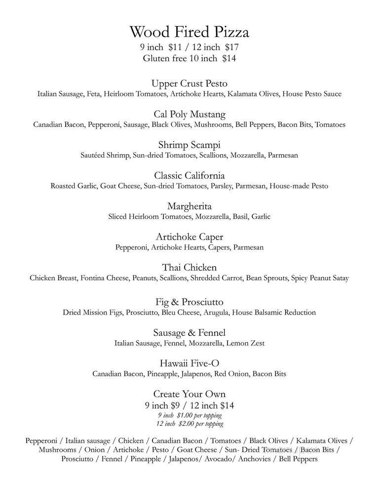 Upper Crust Baking Co - San Luis Obispo, CA menu_pic
