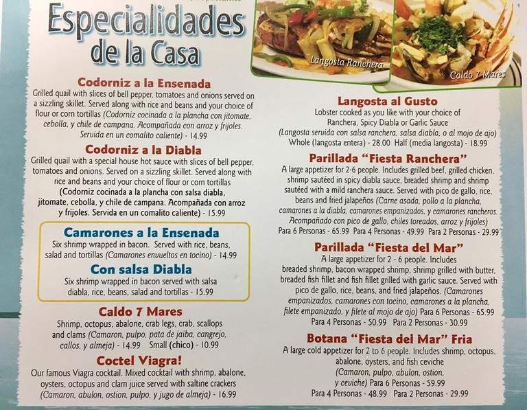 Mariscos Ensenada - Santa Maria, CA menu_pic