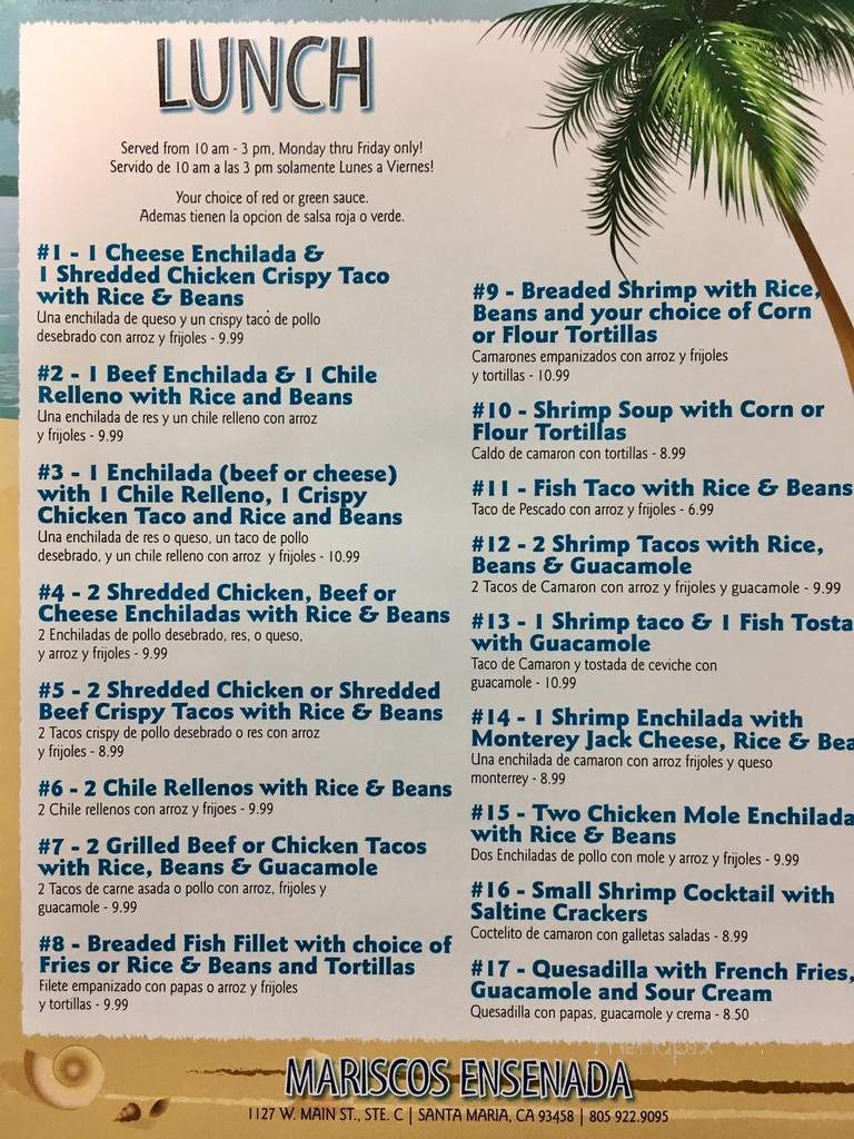 Mariscos Ensenada - Santa Maria, CA menu_pic
