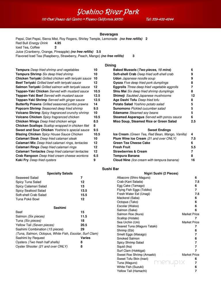 Yoshino River Park - Fresno, CA menu_pic